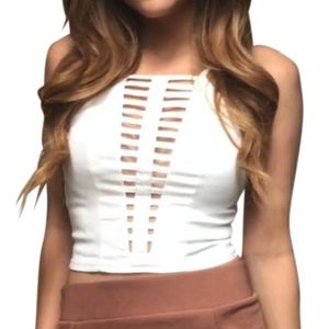 LF rumor boutique white crop top